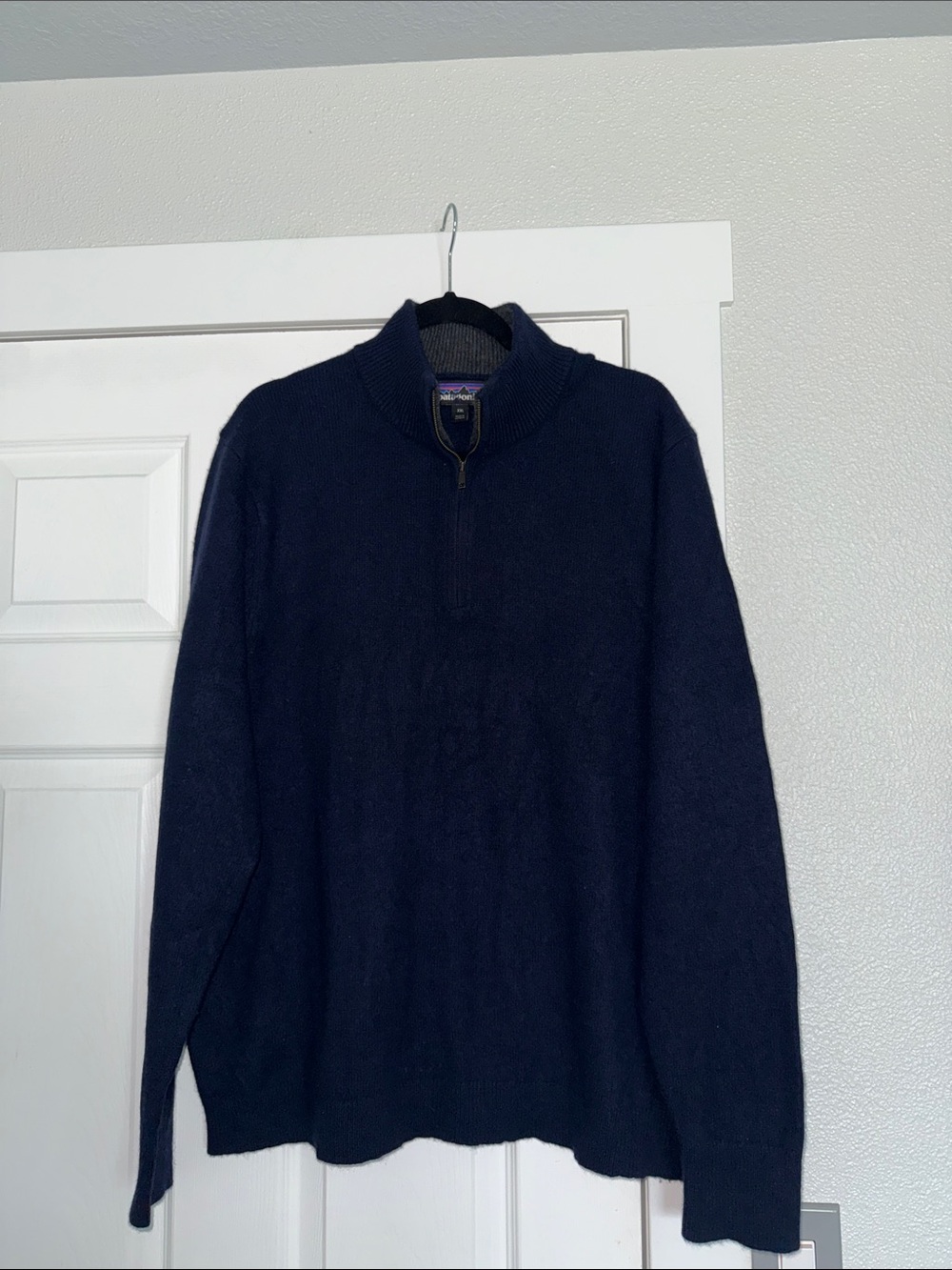 Patagonia Men's Dark Navy Half-Zip Sweater cashmere/ wool size XXL